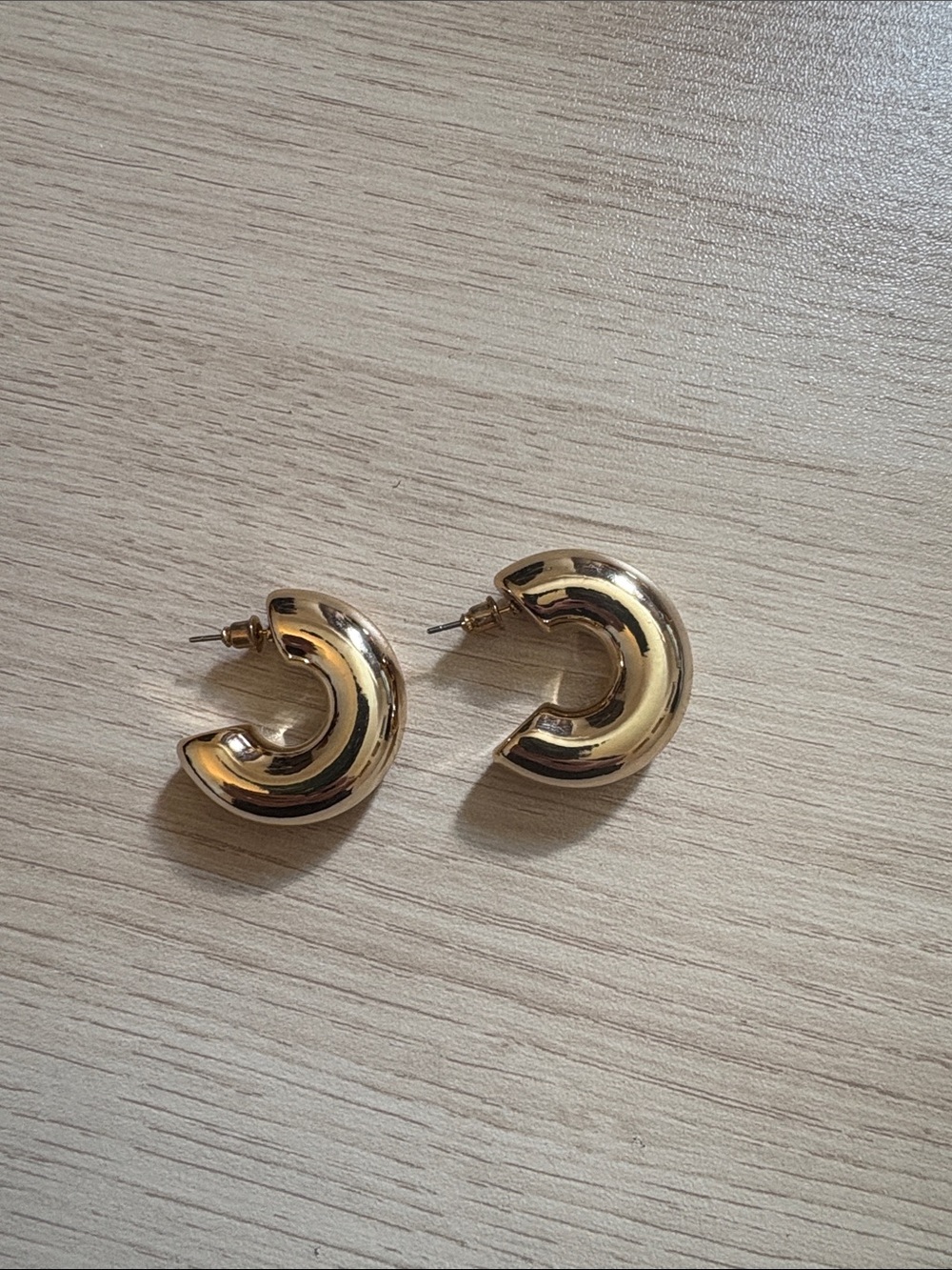 Large Chunky Gold Lightweight Hoop Earrings